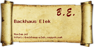 Backhaus Elek névjegykártya