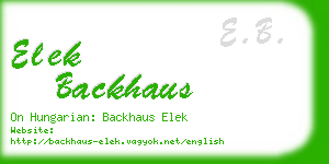 elek backhaus business card